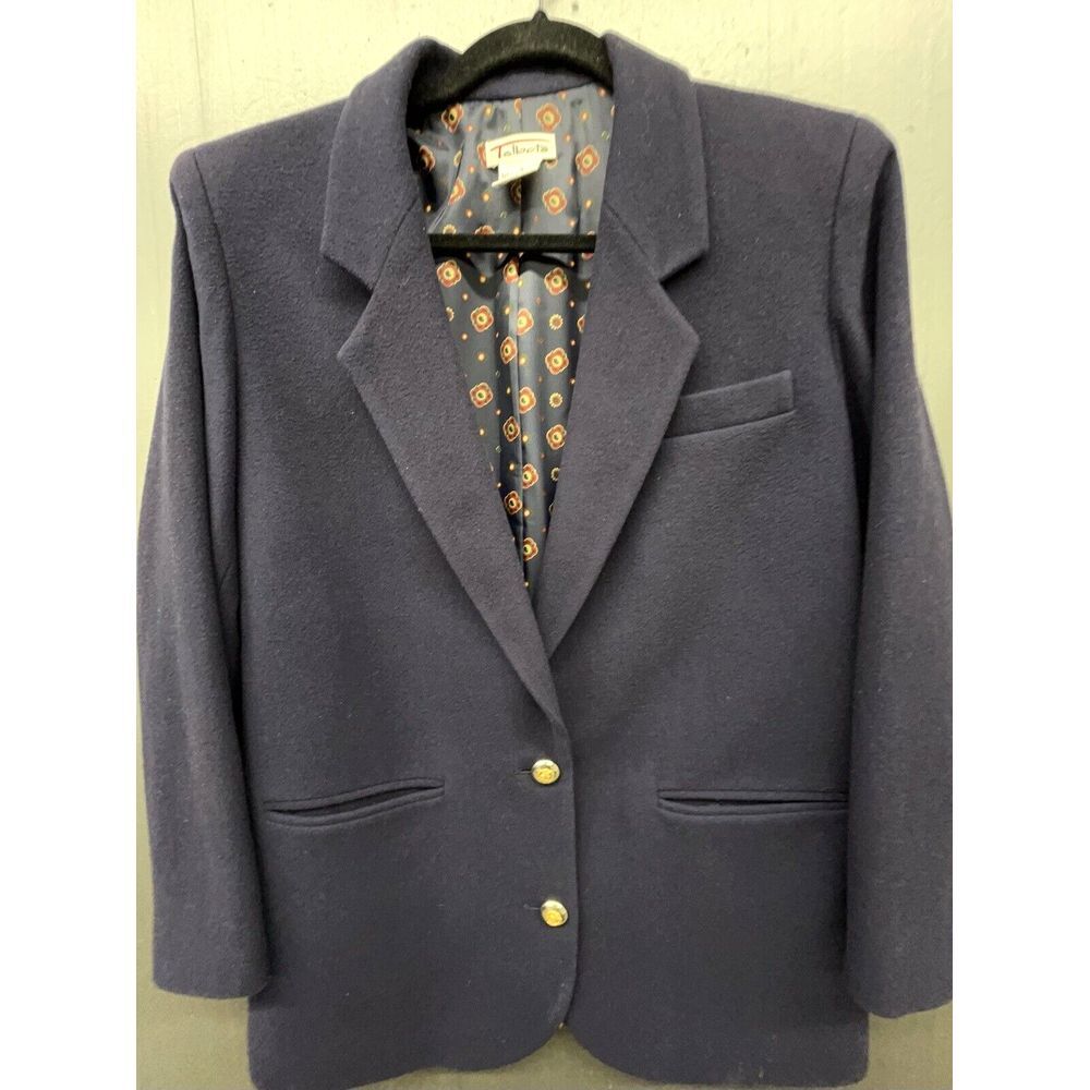 Talbots Blazer S Blue Wool Cashmere Single Breasted Lined Jacket Vtg 90s Career